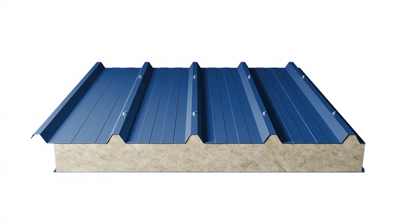Кровельная сэндвич-панель с минватой 80 мм цвет RAL (полиэстер) верх 0,45 мм / низ 0,5 мм (ширина 1000 мм)